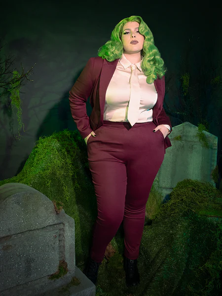 FINAL SALE - Beetlejuice Beetlejuice™ Wedding Pants in Burgundy